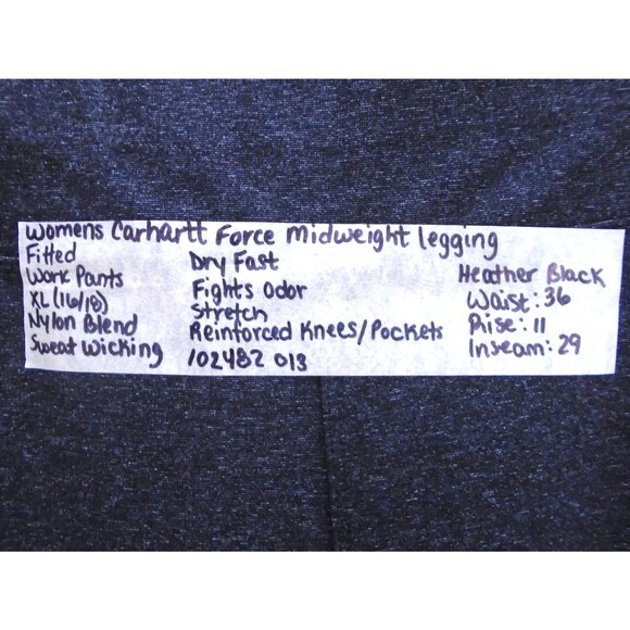 Carhartt Force Womens Size XL (16/18) Midweight Reinforced Leggings Pants Black - Picture 5 of 10